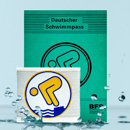 Deutsches Schwimmabzeichen Gold (Aufnäher) mit Pass