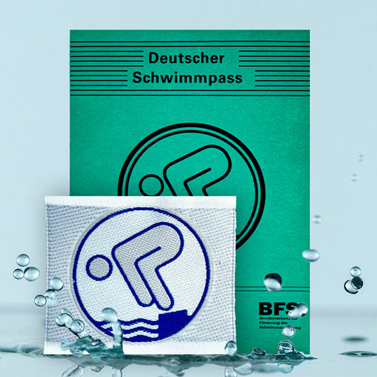 Deutsches Schwimmabzeichen Silber (Aufnäher) mit Pass
