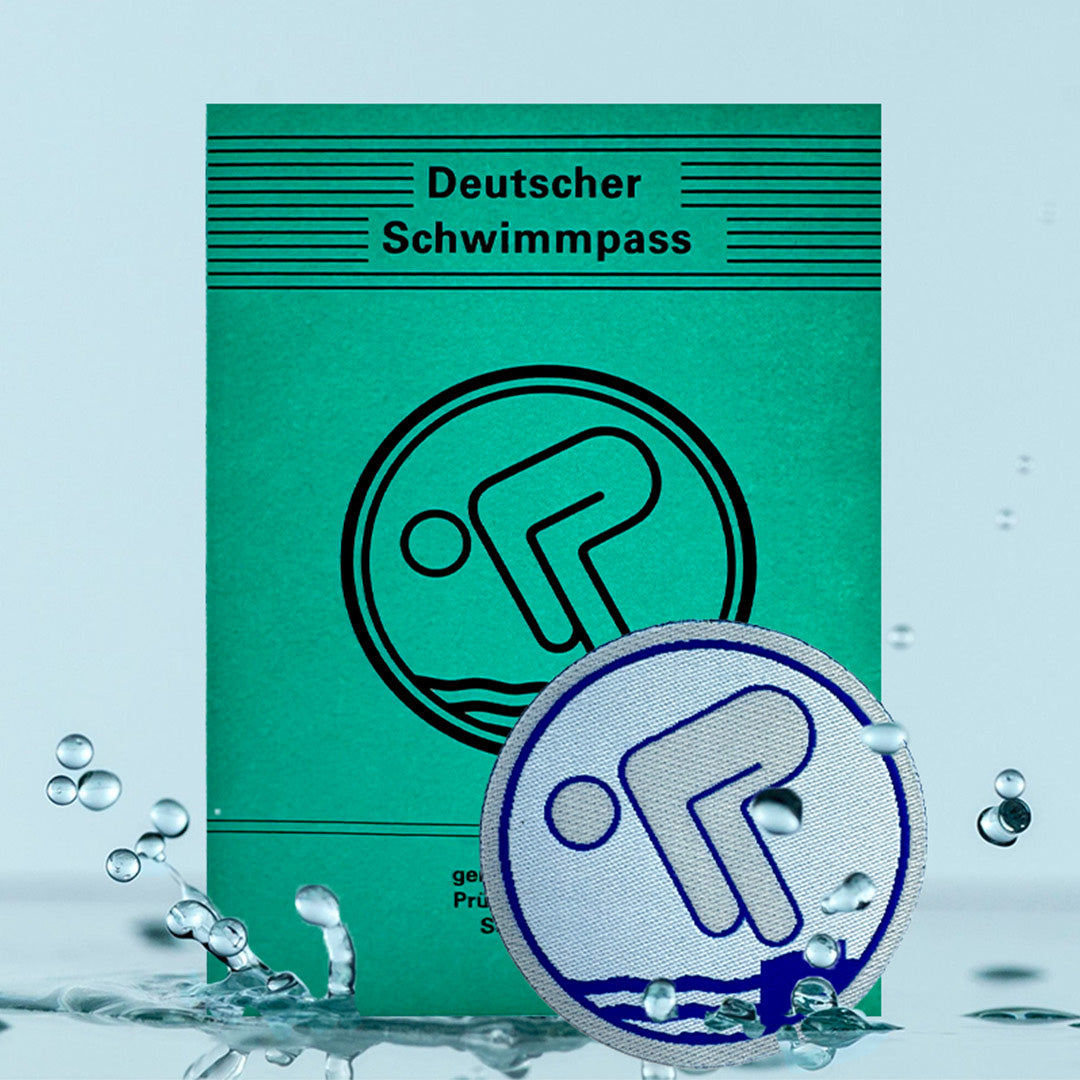 Deutsches Schwimmabzeichen Silber (Aufbügler) mit Pass