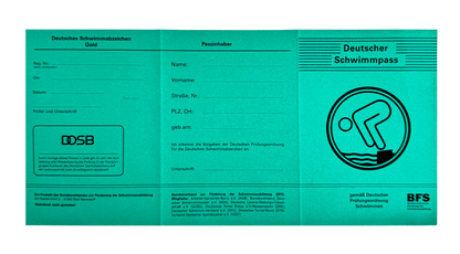 Deutsches Schwimmabzeichen Gold (Aufnäher) mit Pass