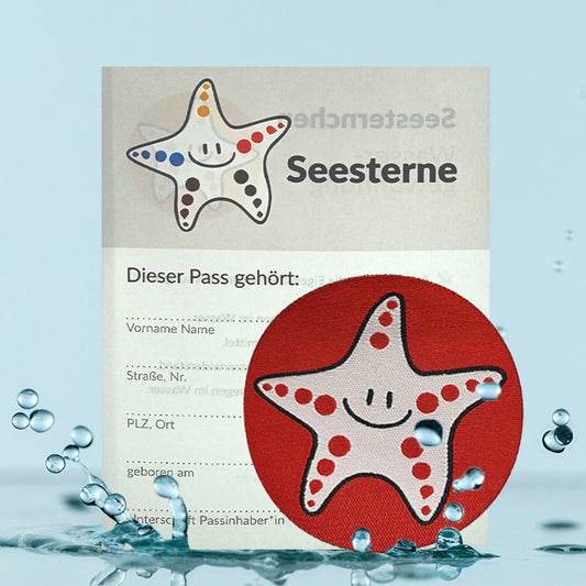 Aufbügel-Stoffabzeichen Easy-on Rot + Ausweis Seesternchen