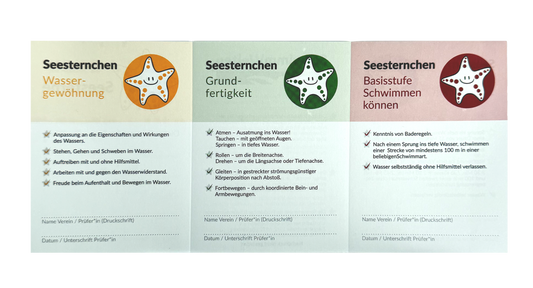 Kombi-Pack Aufbügel-Stoffabzeichen Easy-on + Ausweis Seesternchen